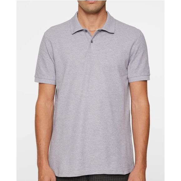 NWT J.Lindeberg Mens Troy Polo Shirt Seasonal Pique Dark Gray Large